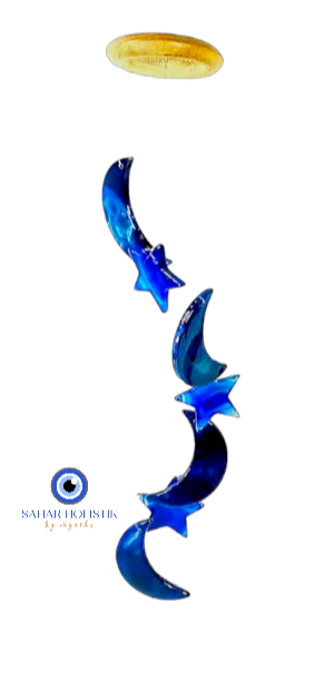 CAMPANA DE VIENTO MOON-STARS AGATA AZUL