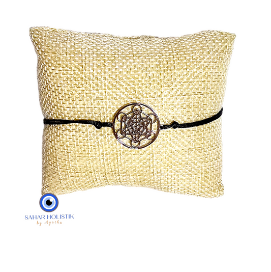 Pulsera Cubo Metatron Hilo Negro