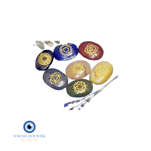 Piedra Ovalada Grabada 7 chakras
