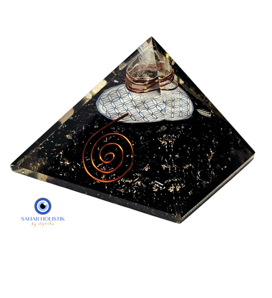 Piramide De Orgonita De Turmalina-Flor De La Vida