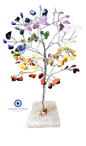Arbol 7 Chakras Con Base Cuarzo Blanco